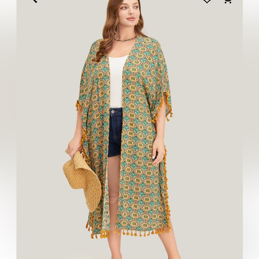 NWT-Boho Style, Plus Size: 22/24 Open Front Long Kimono